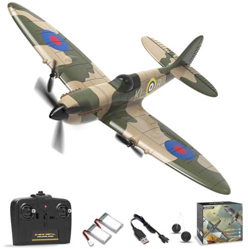 VOLANTEXRC RC Plane, 3CH WWII Spitfire Remote Control Airplane with 2.4GHz 6-axis Gyro Stabilizer, RC Aeroplane for Beginners, Adults