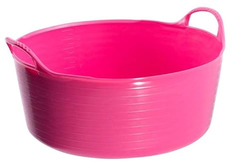 Red Gorilla 35 Litre Large Shallow Flexible 2-Handled Recycled Tub Dog Pool Bath Weather Resistant Multi Purpose for DIY Builders Gardening (Pink)