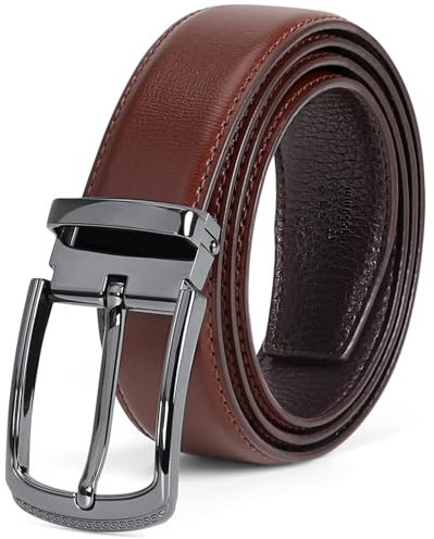 KTMOUW Gürtel Herren Leder Verstellbar für Business Anzug Lässig 32mm Breit Rot-braun