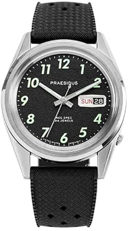 PRAESIDUS REC SPEC OG POPCORN Automatik Stahl Silikon Schwarz Datum Herrenuhr, Schwarz