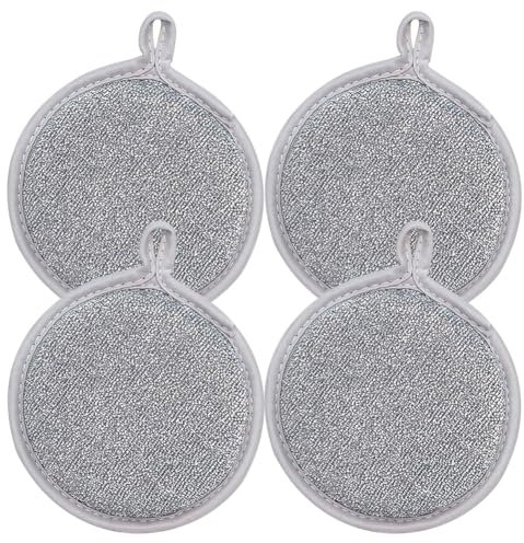 WMFASBAG Limpiador de ollas de Doble Cara, Trapos de Limpieza, Olla de Cocina Multiusos, Plato, sartén, paño de Cocina, Esponja incorporada, Alambre Plateado, Trapos para ollas, Herramientas