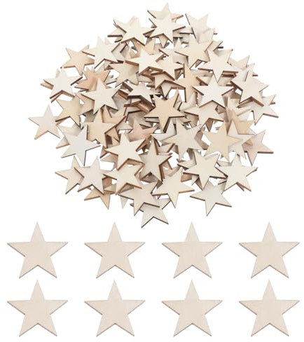 JJUNW 100 Stück 2,5cm Holzsterne Streudeko, Holz Baby Shower Streudeko Tischdeko Taufe Junge Mädchen Deko Streudeko für Tischdeko Party Dekoration Jubiläum Hochzeit Geburtstag