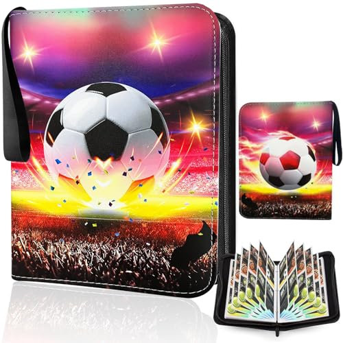 Sammelkarten Album Fussball, Sammelalbum Fußball Karten, Fußball Karten Kapazität, Fußballsammelalbum karten, 50 Seiten, Kapazität für 400 Karten, Fußball Karten Ordner sammelheft