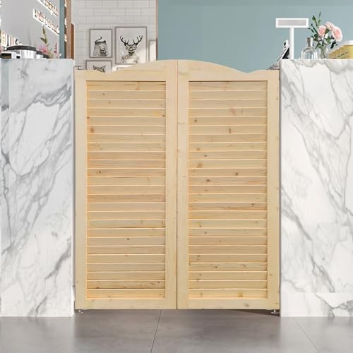 S&Z TOPHAND® 32in x 42in Swinging Louvered Cafe Doors,Solid Wood, Room Divider, Home, Kitchen, Bar/