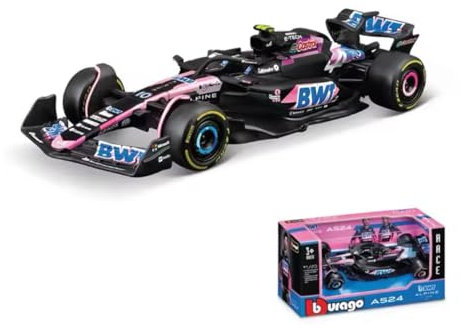 Bburago - BWT Alpine A524 Esteban Ocon #31 2024 - Realistisches Modellauto im Maßstab 1:43, gefahren von Esteban Ocon, offizielle Renault-Lizenz, empfohlenes Alter 3+ Jahre