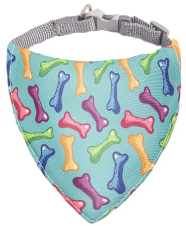 ICEMOOD Hundehalsband mit Halstüchern für Größe M, 6,8–9 kg, bedruckter Haustier-Schal, Knochenfarben, Größe L