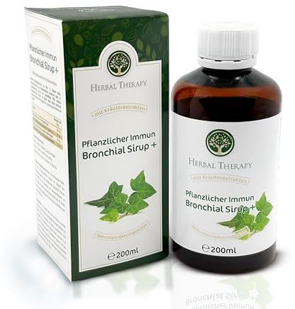 Herbal Therapy Pflanzlicher Immun Bronchial Sirup+, Kräuterextrakte mit Efeu und Holunder, 200ml