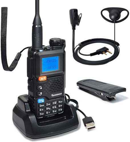 Quansheng UV5R Plus VHF UHF portátil Walkie Talkie FM NOAA Radio bidireccional para Estudio/al Aire Libre/Coche (con Auricular en Forma de D)