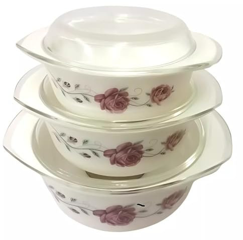 Housetronics 3 Pcs Glass Casserole Dishes With Lids Oven Proof, Microwave & Dishwasher Safe-Scratch,Thermal Shock Resistant Casserole Dish With Lid-Easy-Grip Handles Serving Dishes (1 + 1.5 + 2.5 Ltr)