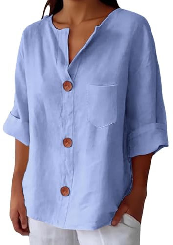 Ofertas Ultima Hora Camisetas Amplias Mujer Blusas De Lino Verano Blusa Flamenca Camisa Blanca Tallas Grandes Manga Cortas Ropa Oficina Elegante con Botones Camiseta Pico Y Camisas para Amplia