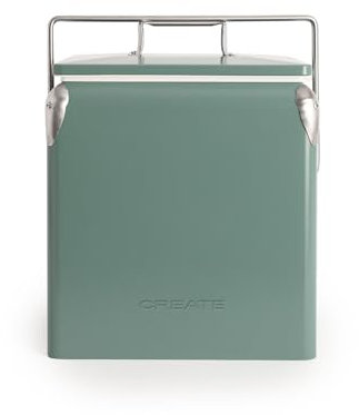 CREATE/Cooler Retro/Nevera portátil 13L térmica Verde Sage/con abridor de Botellas, Aislamiento eficiente, Peso máximo 15Kg, ligéra y fácil de Transportar