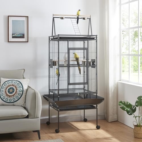Panana Large Bird Cages Parrot Cage Wide Flight Metal Animal Cage for Budgie Parakeet Conure with Rolling Stand Wheels (173cm Height)