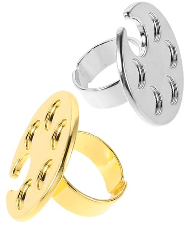 WRITWAA Palette Nail Professionals Salons Routine Working in Art 2pcs Metal Design Ring Set for Colour Blending Portable Sleek Ringshaped Tools Manicure