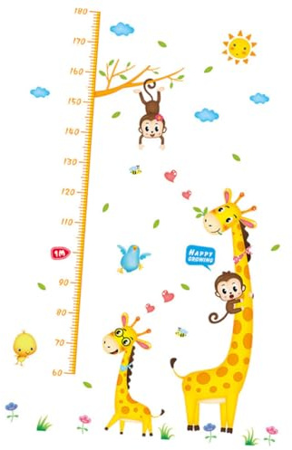 Warmhm Größenaufkleber Für Kinderzimmer Wandaufkleber Wandtattoo Aus Pvc Reißfest Und Abriebfest Einfache Anbringung Wiederverwendbar Ohne Rückstände Mit Integrierter Messskala Für Junge