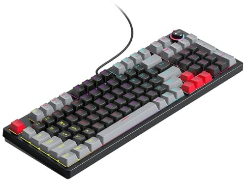 T50 RGB Mechanical Gaming Keyboard, 97-Key USB Wired, Grey and Black Design, Customizable Backlit Illumination for PC Gaming (Black/Grey)
