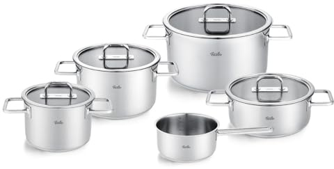 Fissler Viseo Pro Edelstahl-Topfset 5-teilig – Made in Germany, Glasdeckel, Superthermic Boden, Messskala, spülmaschinengeeignet, Induktion