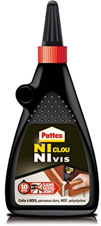Pattex Ni Clou Ni Vis Colle Liquide - Colle blanche pour bois et autres matériaux - Flacon 200 gr, Transparente Après Séchage