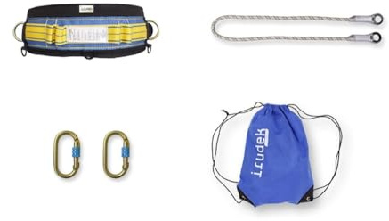 Irudek KIT DOLOMITAS LIGHT – Kit de Retenue pour Prévention des Chutes – EN 361 / EN 354 / EN 362 – Harnais + Longe 150 cm + 2 Mousquetons – 140 kg