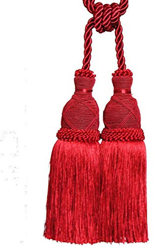 Doppelt Raffhalter mit Kordel 70 cm Quaste 20cm Doppelquaste Farbe Dunkelrot/Rot Barock Deko Art Shabby Chic Jugendstil