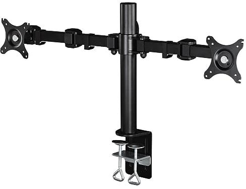 Hama Monitor-Halterung für 2 Bildschirme (Bildschirm-Halterung 360° schwenkbar/neigbar/drehbar, Monitorständer höhenverstellbar für zwei 10 - 26 Zoll Monitore, VESA 75/100, max. 10 kg) schwarz, 00095830