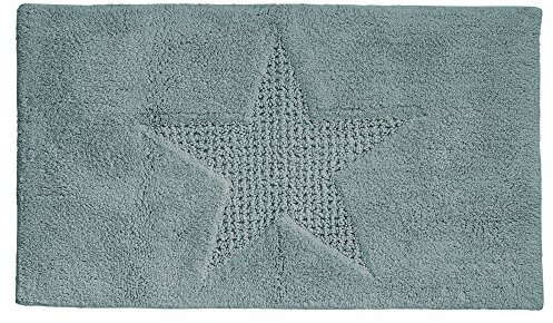 Kela 21170 Badematte, Rutschhemmend, Geeignet für Fußbodenheizung, 100% Baumwolle, 65 x 55 cm, Lindano, Stern-Muster, Gletschergrau