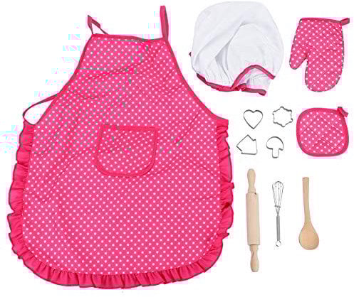 FTVOGUE Koch-Set für Kinder DIY Kochen Backen Anzug Spielzeug Set Pretend Play Kleidung Schürze Handschuhe Hut Herd