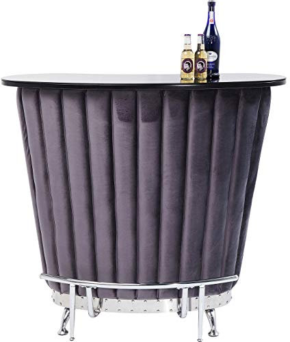 Kare Design Bar After Work Chrom, extravaganter Bartisch, Bartresen, Bartheke mit viel Stauraum, Hausbar Samt, Bar mit Flaschenhalterungen, Lila, One Size