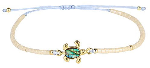 KELITCH Neue Schildkröte Armbänder Abalone Shell Miyuki Perlen Armbänder Geflochtene Freundschaft Armband Jewerly Geschenk (Beige)