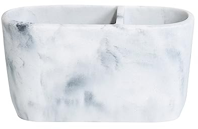 Showerdrape Octavia- White Marble Effect Resin Toothbrush Electric Holder Bathroom Tumbler Storage,