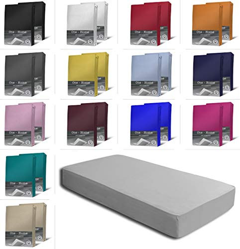 2er Set Jersey Spannbettlaken Spannbetttücher Bettlaken Spannbetttuch weiche Baumwolle mit Rundumgummizug, Farbe: Silber, Maße: 2er Pack 180-200 x 200 cm Topper