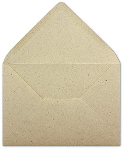 1000 DIN C6 Briefumschläge Kraftpapier Ökopapier Umweltpapier aus Graspapier - 11,4 x 16,2 cm - 120 g/m² - Nassklebung Umschläge ohne Fenster - Glüxx-Agent