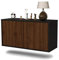 Dekati Lowboard New York City hängend (92x47x35cm) Korpus anthrazit matt - Front Holz-Design Walnuss - Push to Open