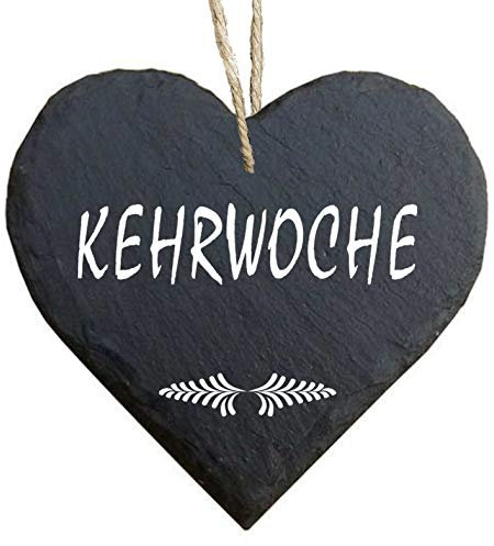 Homeyourself Herz Schieferherz Schiefer Schieferschild 10 x 10 cm Kehrwoche schwarz Dekoschild Wandschild Schild Stein Geschenk