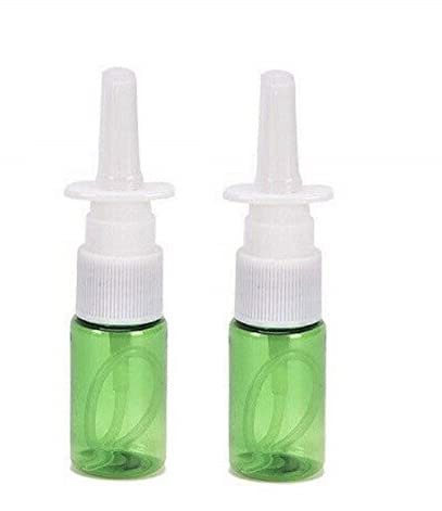 CMJ™ 2 x Empty GREEN 10ml Nasal Pump Spray Plastic Bottle Fine Mist Refillable