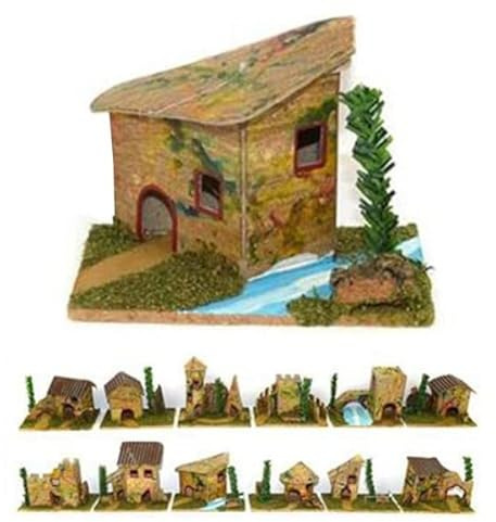 TrAdE Shop Traesio Set 12 Casette per PRESEPE Napoletano Natale CASA PRESEPIO in Sughero 6X8X5CM
