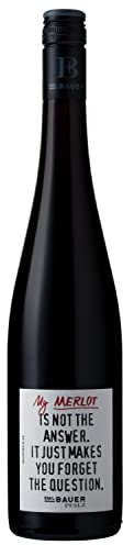 Emil Bauer Merlot My Merlot is not the answer, it just makes you forget the question!, Trockener Rotwein aus der Pfalz (1 x 0.75l)