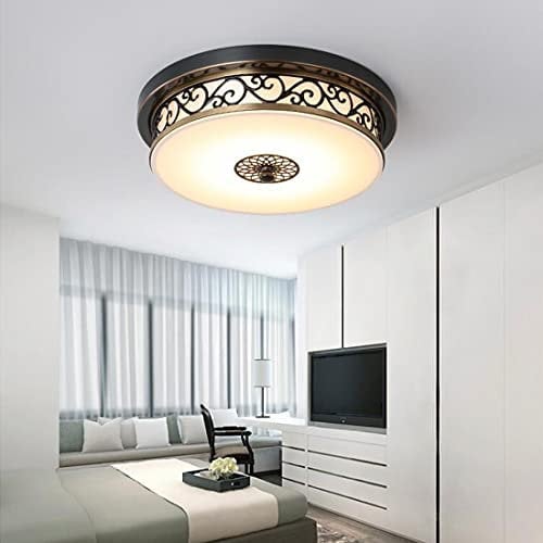 Deckenleuchte Deckenlampe Schlafzimmer Rund Vintage industrie Bronze Design Deckenlicht LED Dimmbar 3 Farben Lampe Rustikal Landhaus stil Pendellampe Beleuchtung für Flur Wohnzimmer Büro Küchen (50cm)