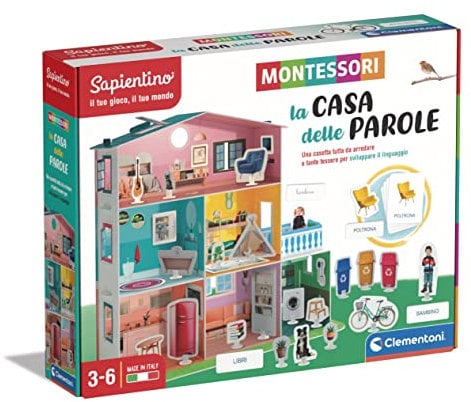 Clementoni Sapientino Montessori - La Casa delle Parole, Gioco Educativo con Tessere Illustrate, Metodo Montessoriano, Imparare Parole, Bambini 3-6 Anni, Made in Italy, Lingua Italiana, 16343