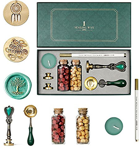 Joyeee Wachssiegel-Stempel-Set, personalisiertes Wachssiegel, Siegelwachs-Stempel-Set mit Metallgriff, Geschenkidee für Braut, Freunde, Liebhaber, Kollegen, Familie #53