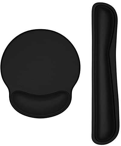 Dapesuom Tastatur-Handgelenkauflage und Mauspad mit Handgelenkstütze, Memory-Schaum-Handgelenkauflagen für Tastatur und Maus, ergonomisches Handgelenkpolster mit rutschfester Unterseite, Tiefschwarz