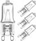 K-Musculo Halogen G9 Oven Bulbs 25W 230V 2700K for Oven and Microwave Oven Cooker Bulb Applications 300 Degree C Heat Tolerant Light Bulbs, 4 Pack