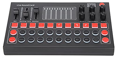 Dpofirs M9 Professional Reverb Adjustment BT Sound Card, Live Sound Card Equipment Kit Support Live Singing Software Téléphones Portables Ordinateurs Tablettes, Signal Stable