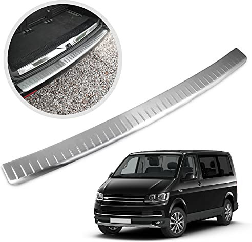 CHROMEMASTER | Ladekantenschutz Stoßstangenschutz | Kompatibel mit VW T6 2015-2019; Gebürsteter Edelstahl, Silber Matt; Unsere Lackschutzleiste Sichert den Heckstoßfänger vor Kratzern