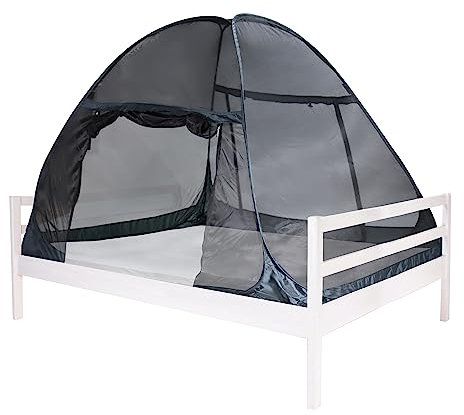 Deryan Tente de Lit Pop Up - Moustiquaire Double - Tente Moustiquaire Pop Up - Pliable et Légère - 200x180x110cm - Voyage avec Sac de Transport - Noir