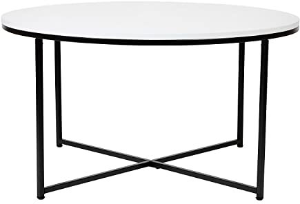 Flash Furniture Meubles Flash Basse de Salon, Bois d'ingénierie, Blanc/Noir Mat, Coffee Table