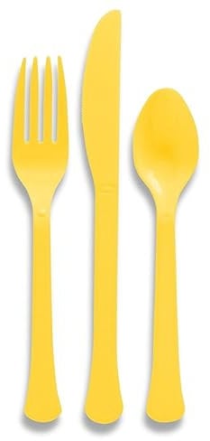 Amscan 8020.09 Boxed Cutlery | Yellow Sunshine | 200 Pcs, Multicolor