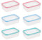Invero Set of 6 Food Storage Clip Lock Container 450ml with Steam Vent Lids - Leakproof, Microwave, Freezer and Dishwasher Safe - Ideal for Lunches, Salads, Cakes, Dinners and more