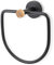 MSV Anneau Porte Serviettes Mural Rond en Acier & Bambou IANA Noir Mat