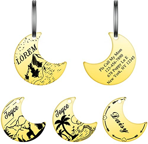 YEHANTI Hundemarke Personalisiert, Hundemarke mit Gravur, Edelstahl Hunde Anhänger Hundemarken mit Verschiedenen Mustern, Erkennungsmarken für Hund und Katze (S, Gold)