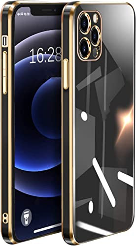 SKXMOD Coque antichoc compatible avec iPhone 12 Pro Max, coque de protection arrière en verre trempé, coque fine et élégante anti-jaunissement pour iPhone 12 Pro Max (couleur : Svart)